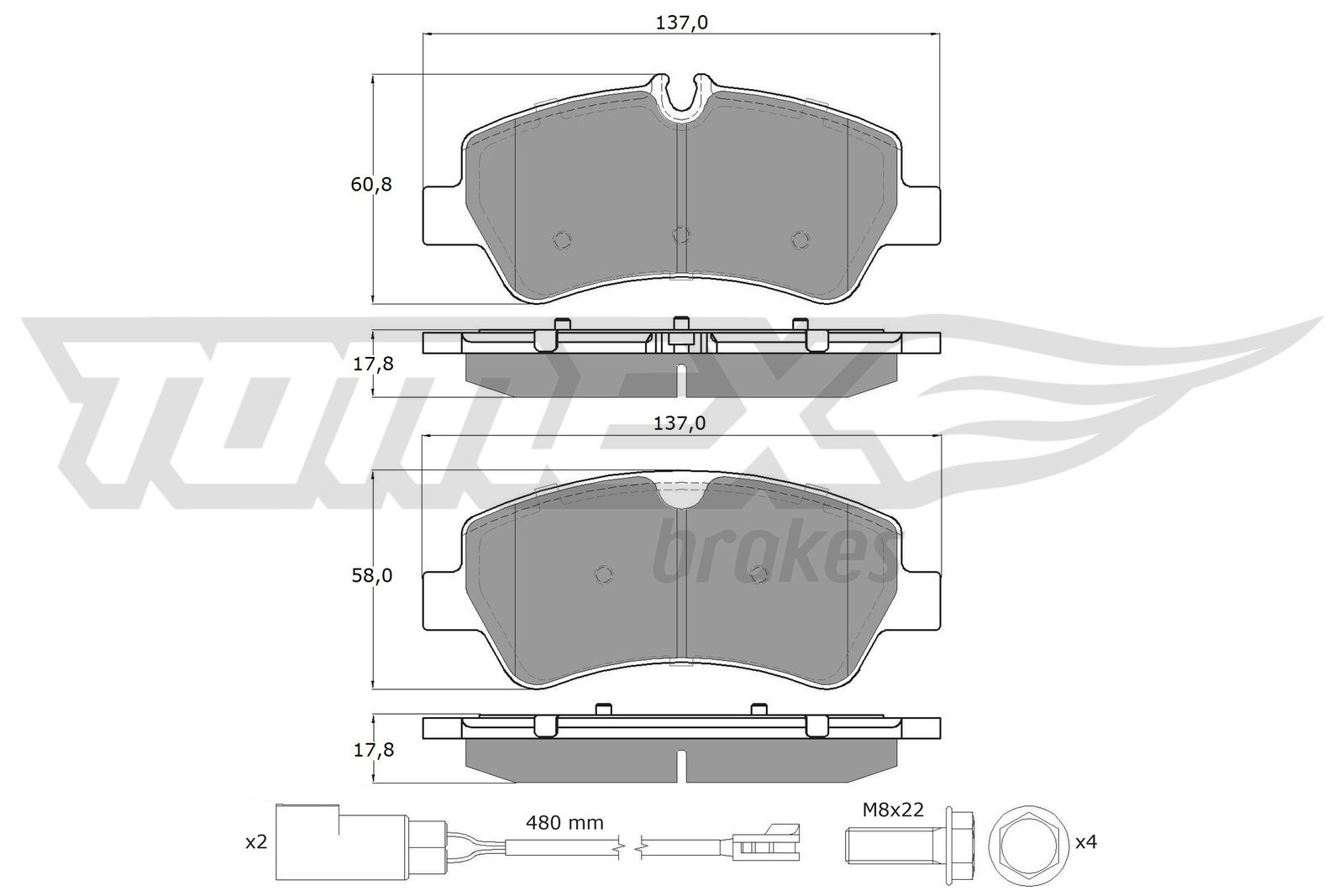 Sada brzdových platničiek kotúčovej brzdy TOMEX Brakes